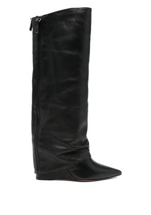 The Seller 80mm calf-leather wedge boots - Black