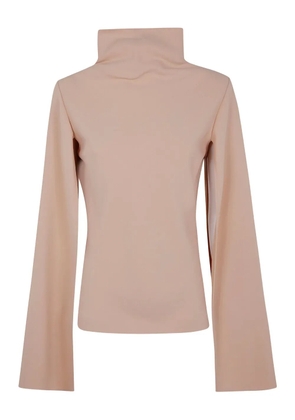 Alberta Ferretti high-neck cape-sleeve top - Neutrals