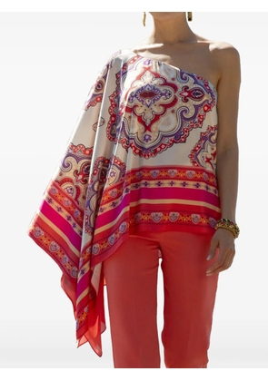 Hanita one-shoulder patterned top - Neutrals