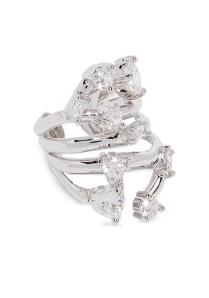 Maje rhinestone-embellished multi-row ring - Silver