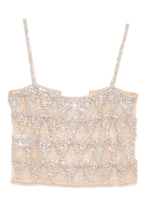 Costarellos Villie crystal-embellished crop top - Neutrals