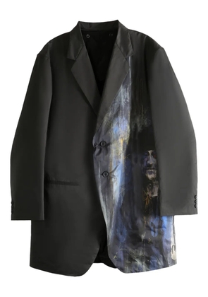 Yohji Yamamoto abstract-print single-breasted jacket - Black