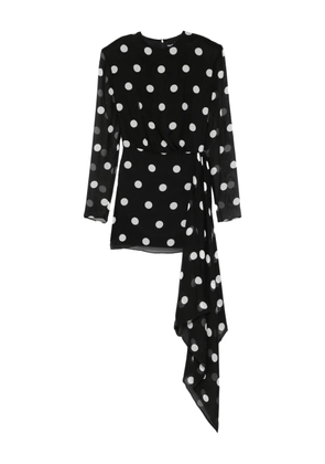 David Koma polka-dot tie-wrap mini dress - Black