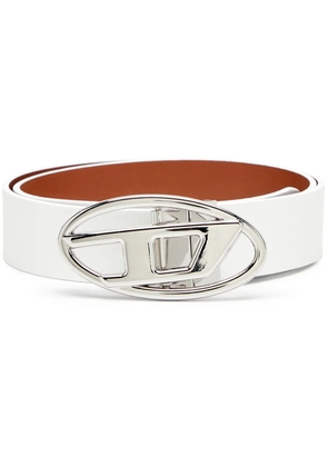Diesel B-1DR logo-buckle leather belt - White