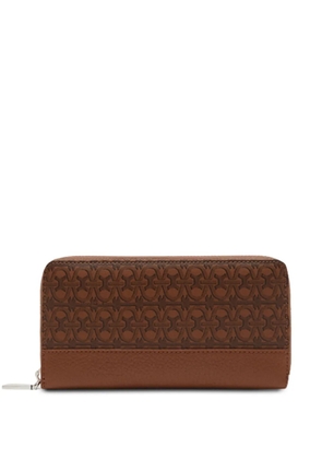 Coccinelle monogram-pattern zip wallet - Brown