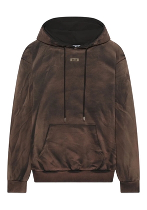 GCDS logo-patch hoodie - Brown