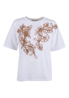 Ermanno Scervino floral-embroidery cotton T-Shirt - White