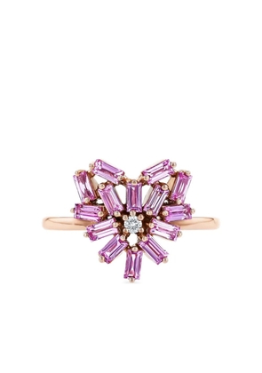 Suzanne Kalan 18K rose gold Heart pink sapphire and diamond ring
