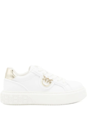 PINKO metallic-detail bird-embellishment sneakers - White
