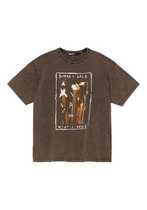Bimba y Lola graphic-print cotton T-shirt - Brown