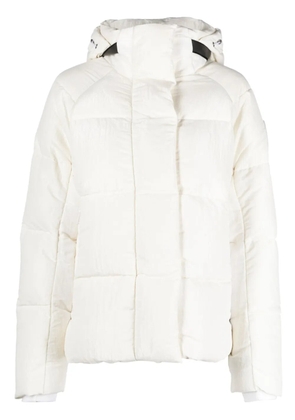 Canada Goose logo-patch slouch-hood puffer jacket - White