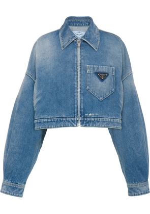 Prada cropped organic-denim jacket - Blue