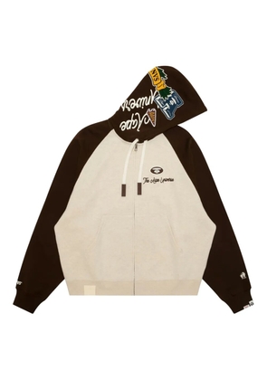 AAPE BY *A BATHING APE® varsity-patch zip-up hoodie - Neutrals
