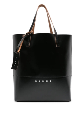 Marni Tribeca logo-print faux-leather tote bag - Black