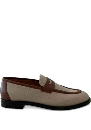 Loro Piana Sergio leather-trimmed canvas loafers - Brown