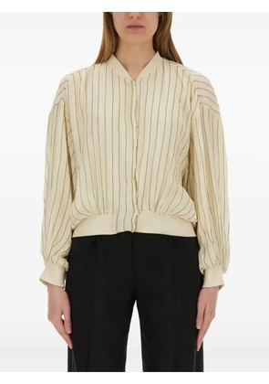 Alysi pinstripe balloon-sleeve jacket - Neutrals