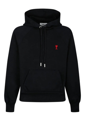 AMI Paris logo-embroidered organic-cotton hoodie - Black