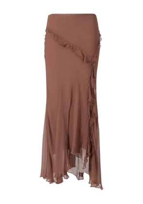 STAUD Diana ruffled asymmetric maxi skirt - Brown