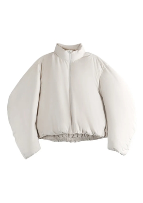Amomento zip-up funnel-neck jacket - White