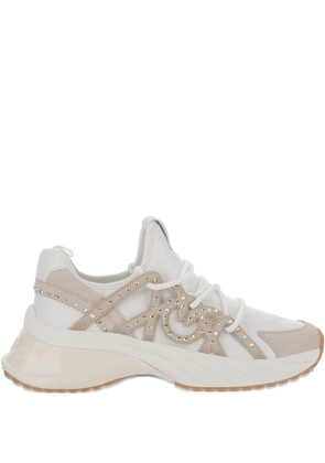 PINKO Ariel rhinestone-embellished lace-up sneakers - Neutrals