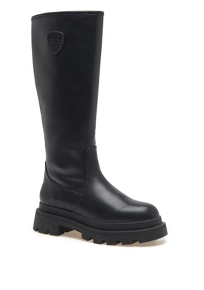 Blauer leather platform knee-high boots - Black