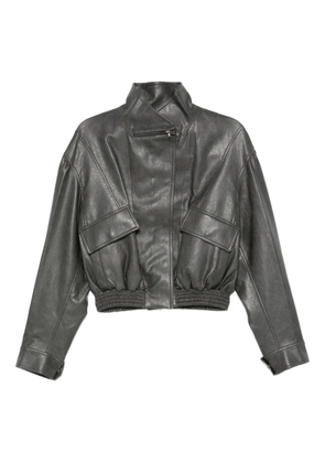 Low Classic flap-pocket leather jacket - Grey
