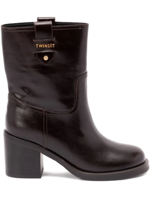 TWINSET block-heel leather boots - Brown