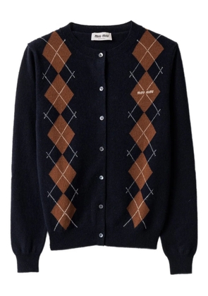 Miu Miu argyle intarsia-knit cardigan - Blue