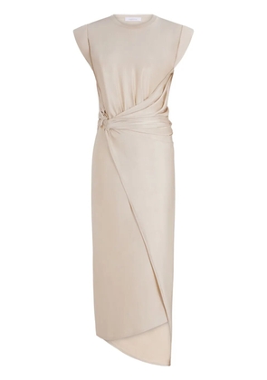 Rabanne gathered-detail draped midi dress - Neutrals