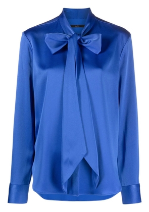 Alex Perry pussy bow-collar satin blouse - Blue