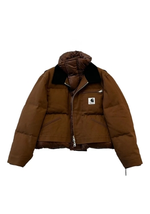 sacai x Carhartt WIP collared puffer jacket - Brown