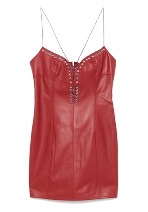 Ludovic de Saint Sernin Cleavage leather mini dress - Red