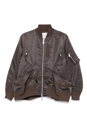 sacai drawstring-detail bomber jacket - Brown