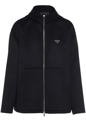 Prada triangle-logo zip-up hoodie - Black
