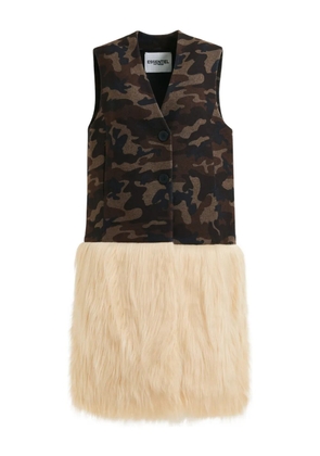 Essentiel Antwerp camouflage-print faux-fur jacket - Green