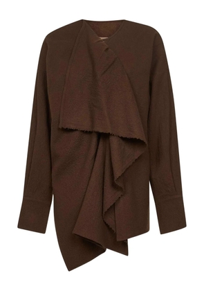 Uma Wang asymmetric-ruffle wool top - Brown