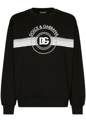 Dolce & Gabbana logo-print long-sleeved cotton sweatshirt - Black