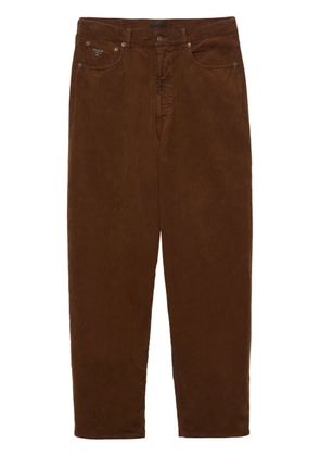 Prada triangle-logo corduroy trousers - Brown