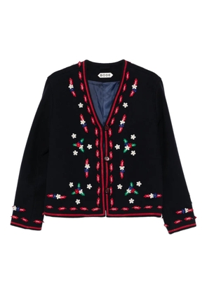 BODE flower appliqué V-neck knitwear - Blue