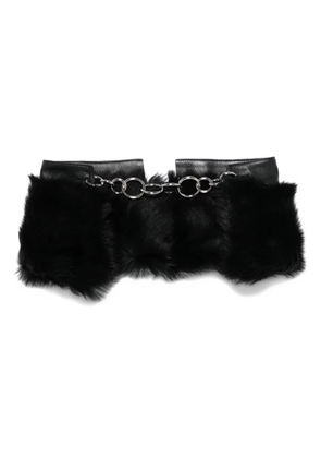 Jil Sander leather fur-trimmed chain scarf - Black