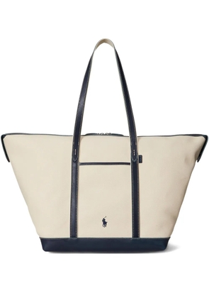 Polo Ralph Lauren Bellport leather-trimmed canvas tote bag - Neutrals