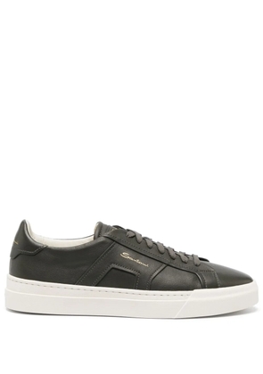 Santoni logo-print contrasting-sole leather sneakers - Green