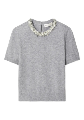 Tory Burch sequin-embellished short-sleeve top - Grey