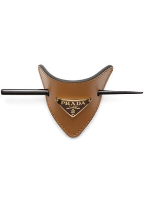 Prada leather hair clip - Brown