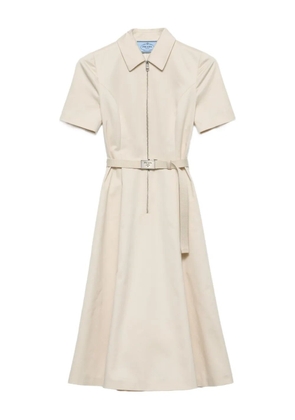 Prada zip-front flared dress - Neutrals