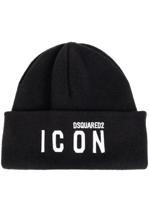 DSQUARED2 intarsia-knit logo beanie - Black