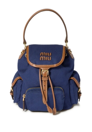Miu Miu logo-lettering backpack - Blue