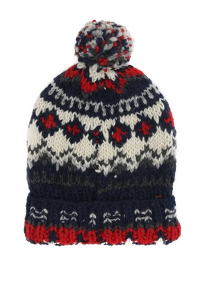 Chamula fair isle-pattern pom-pom beanie - Blue