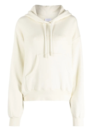 Off-White logo-print cotton hoodie - Neutrals