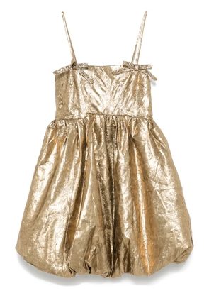 GANNI pleat-strap mini dress - Gold